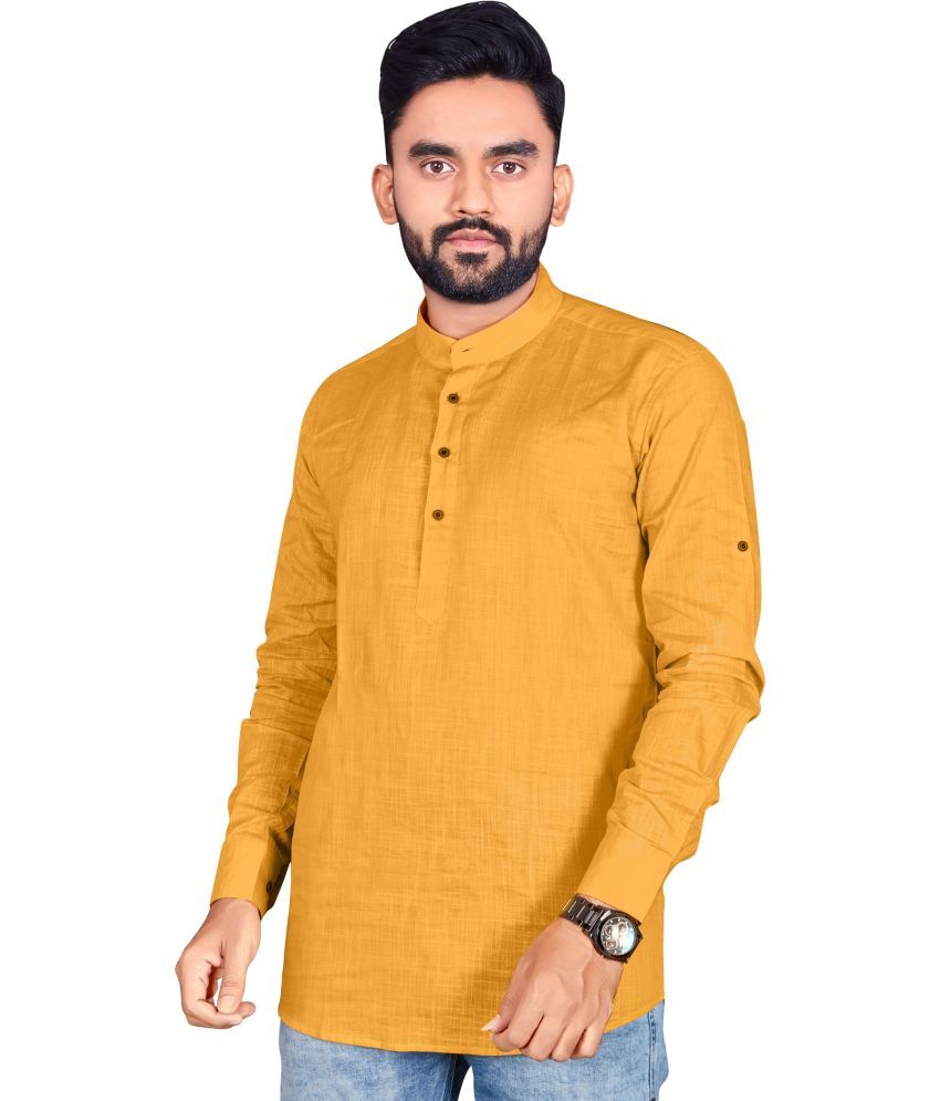     			allan peter Yellow Cotton Men's Regular Kurta ( Pack of 1 )