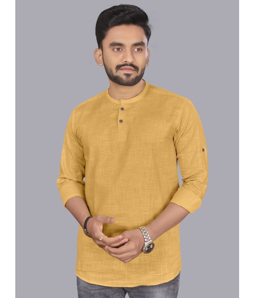     			allan peter Yellow Cotton Men's Regular Kurta ( Pack of 1 )