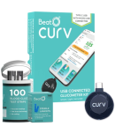 BeatO CURV Smartphone Connected Glucometer Machine | FREE 100 Strips & 100 Lancets (Type-C USB Connector) | Not compatible with IOS