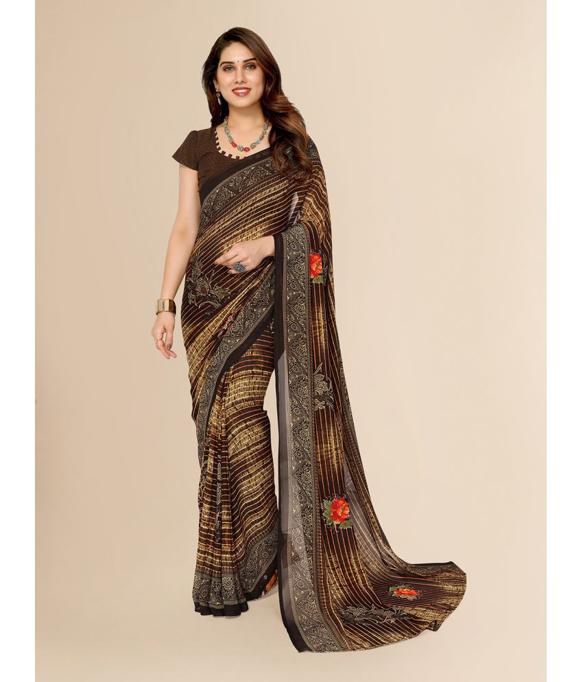     			ANAND SAREES Georgette Printed Saree With Blouse Piece - Brown ( Pack of 1 )