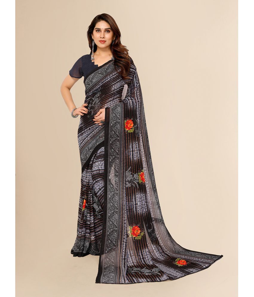     			ANAND SAREES Georgette Printed Saree With Blouse Piece - Grey ( Pack of 1 )