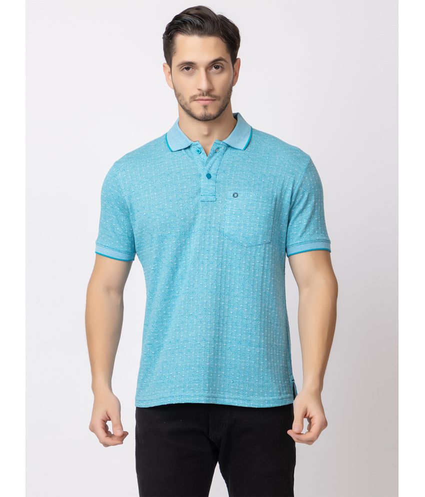    			ARIIX Cotton Blend Regular Fit Self Design Half Sleeves Men's Polo T Shirt - Blue ( Pack of 1 )