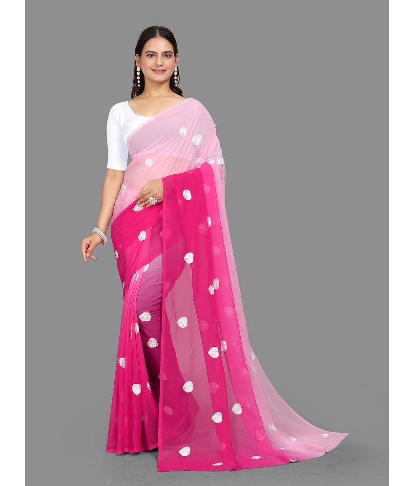     			Apnisha Georgette Embroidered Saree With Blouse Piece - Fluorescent Pink ( Pack of 1 )