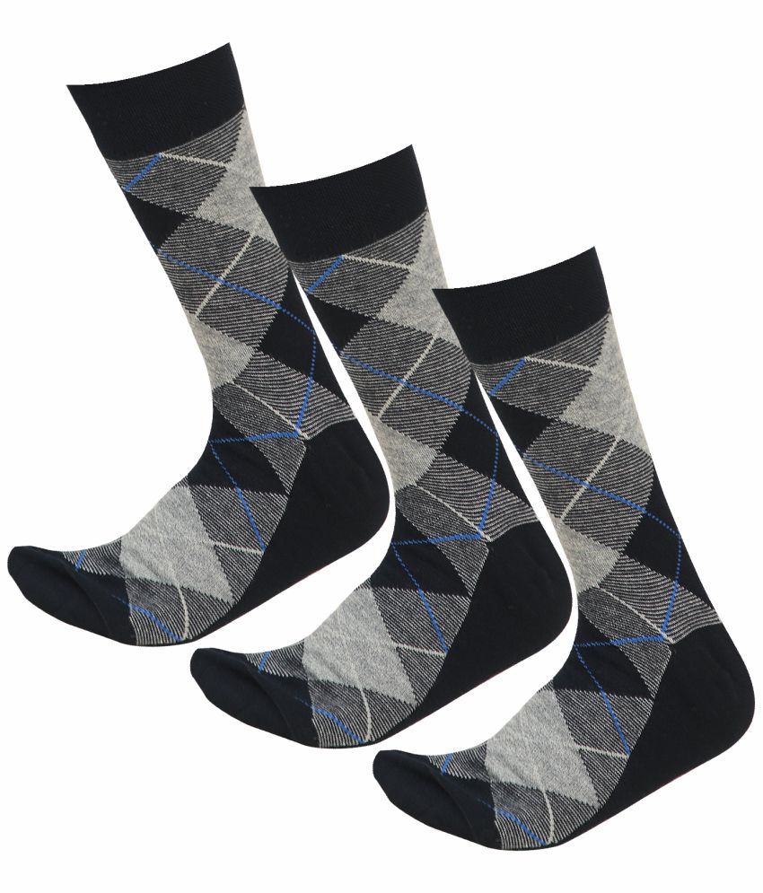     			Bodycare Cotton Blend Men's Printed Navy Blue Mid Length Socks ( Pack of 3 )