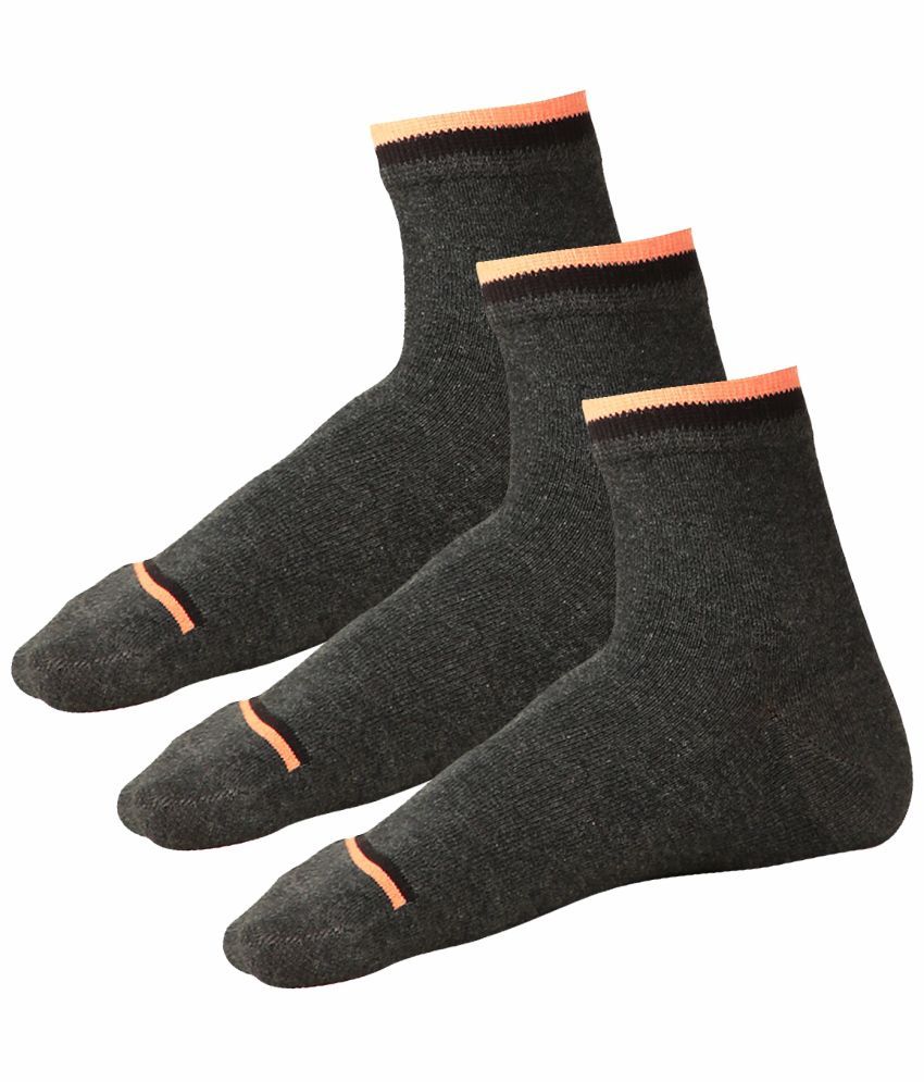     			Bodycare Cotton Blend Men's Striped Charcoal Ankle Length Socks ( Pack of 3 )