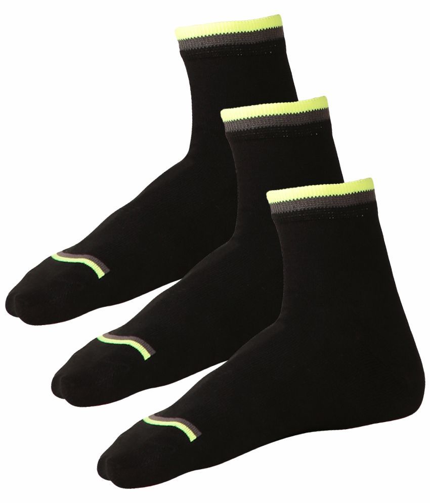     			Bodycare Cotton Blend Men's Striped Black Ankle Length Socks ( Pack of 3 )