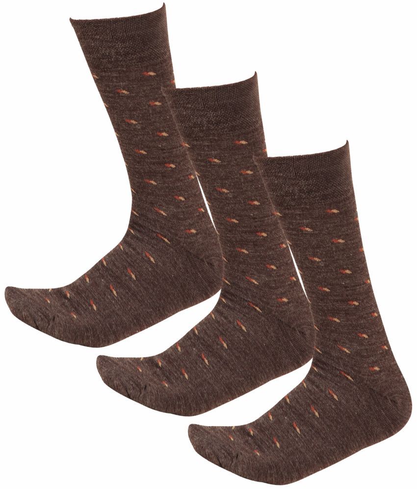     			Bodycare Cotton Blend Men's Printed Brown Mid Length Socks ( Pack of 3 )