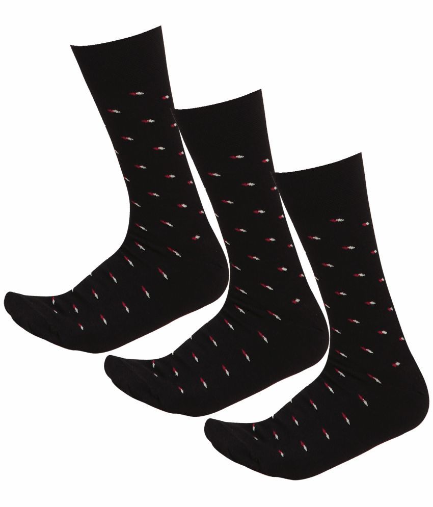     			Bodycare Cotton Blend Men's Printed Black Mid Length Socks ( Pack of 3 )