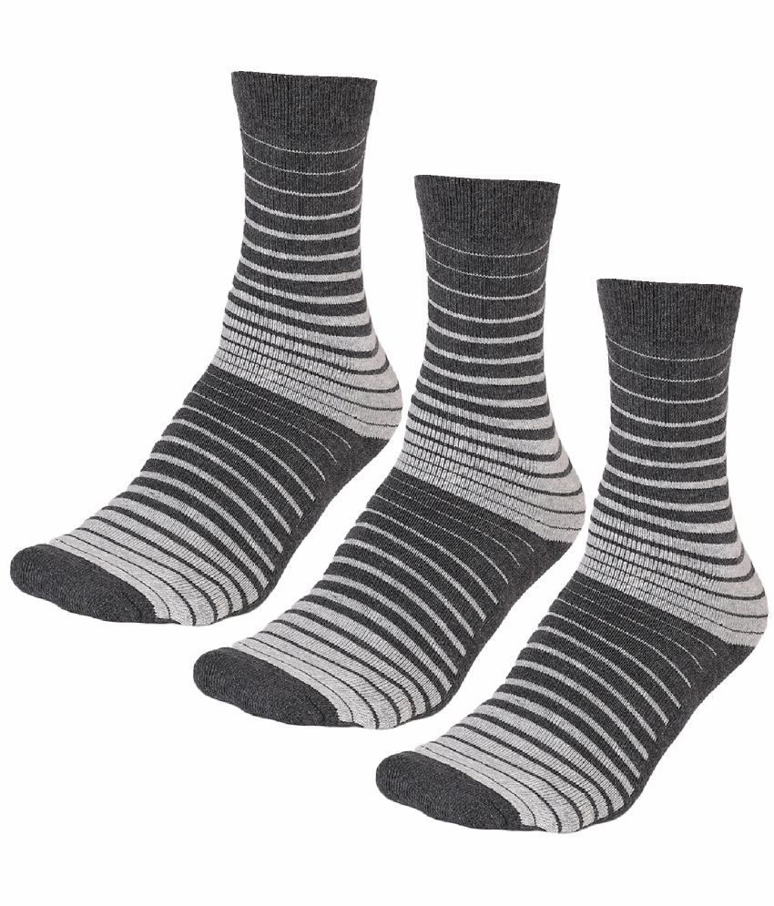     			Bodycare Cotton Blend Men's Striped Charcoal Mid Length Socks ( Pack of 3 )