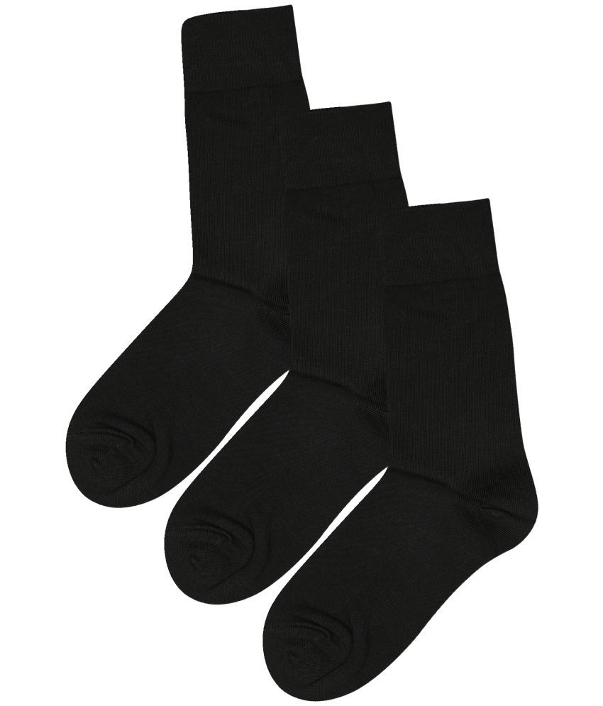     			Bodycare Cotton Blend Men's Solid Black Mid Length Socks ( Pack of 3 )