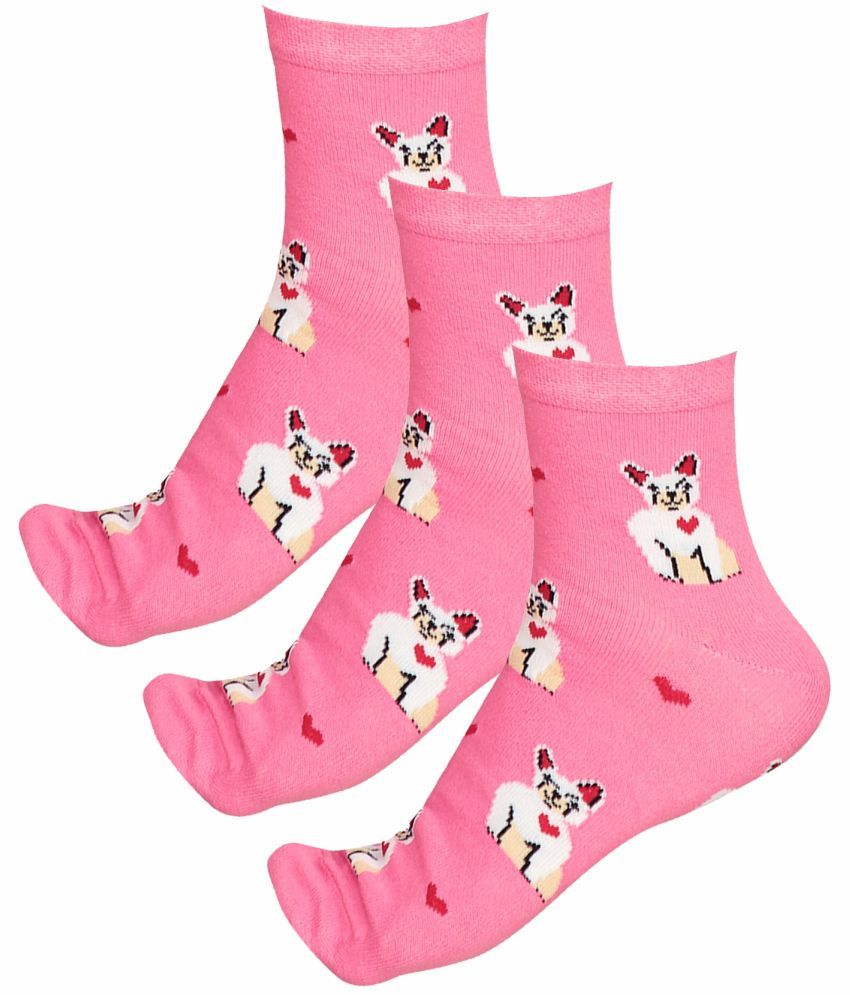     			Bodycare Pink Cotton Blend Women's Ankle Length Socks ( Pack of 3 )