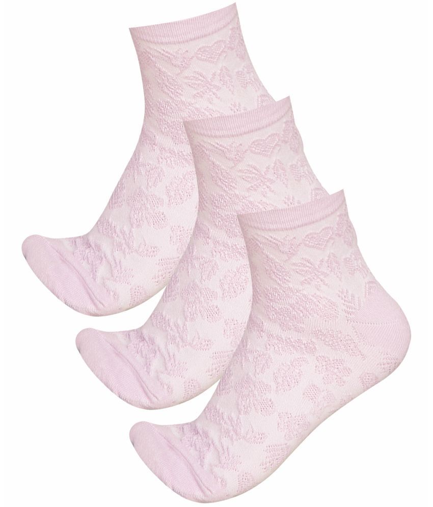     			Bodycare Pink Cotton Blend Women's Ankle Length Socks ( Pack of 3 )