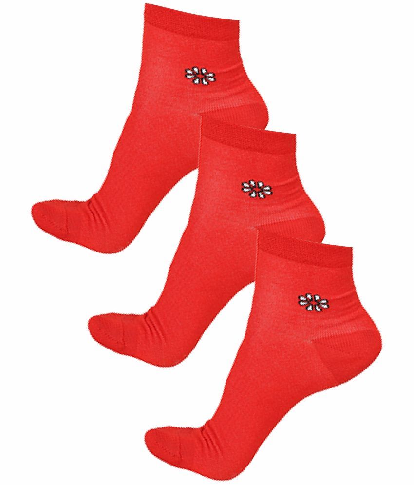     			Bodycare Red Cotton Blend Women's Ankle Length Socks ( Pack of 3 )