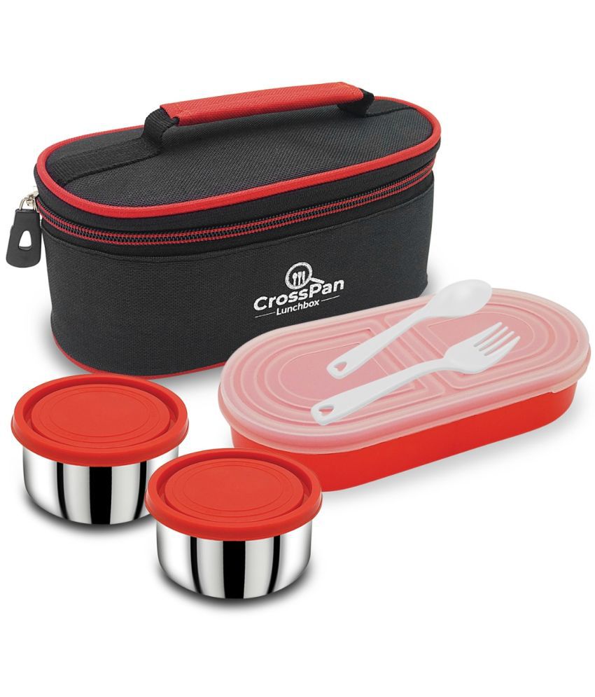     			CrossPan - Red Stainless Steel Lunch Box ( Pack of 1 )