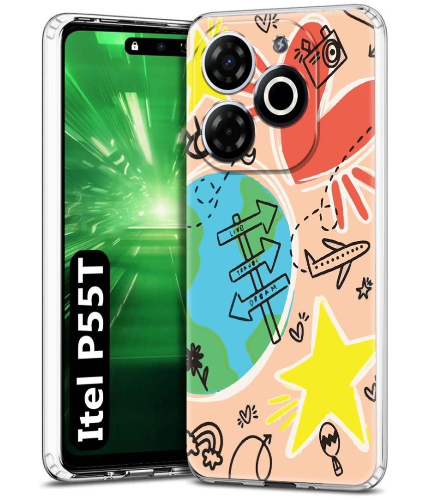     			Fashionury Multicolor Printed Back Cover Silicon Compatible For Itel P55T ( Pack of 1 )