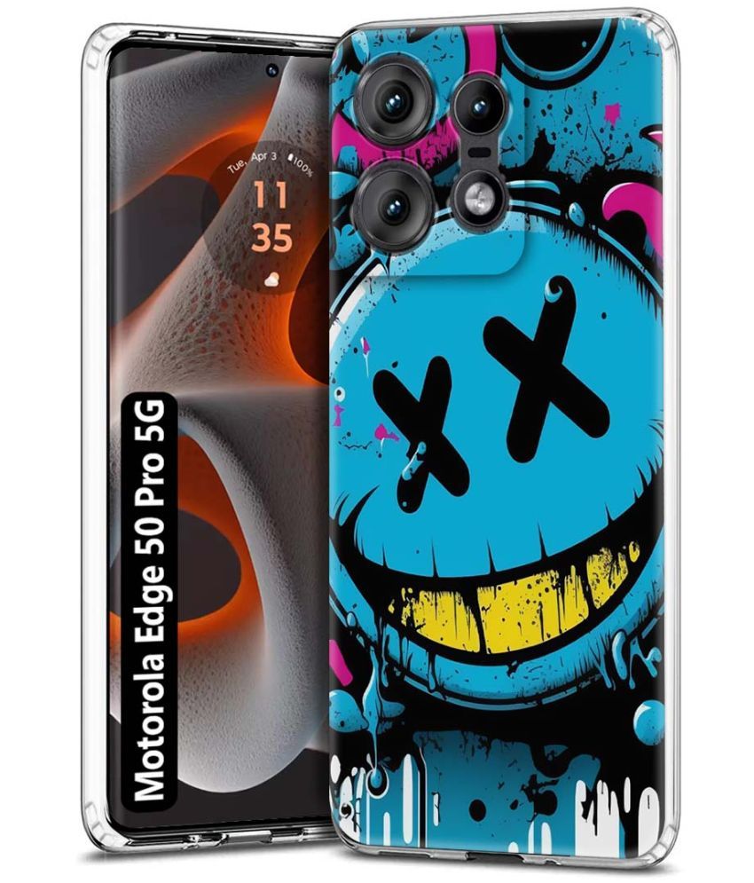     			Fashionury Multicolor Printed Back Cover Silicon Compatible For Motorola Edge 50 Pro 5G ( Pack of 1 )