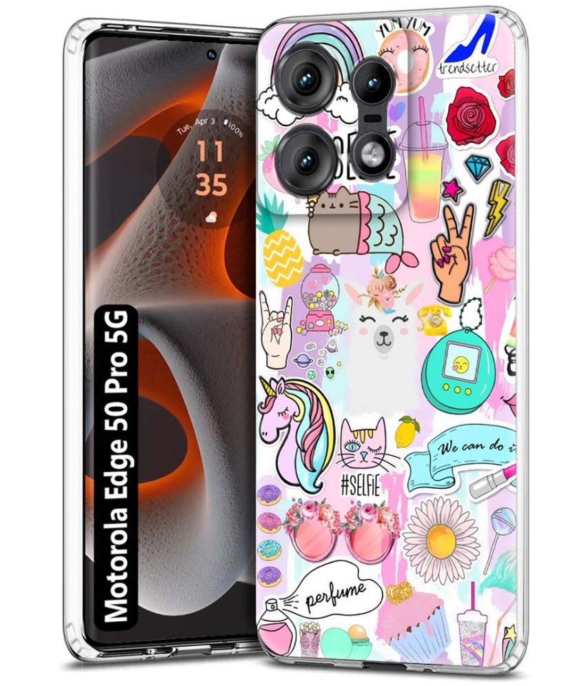     			Fashionury Multicolor Printed Back Cover Silicon Compatible For Motorola Edge 50 Pro 5G ( Pack of 1 )