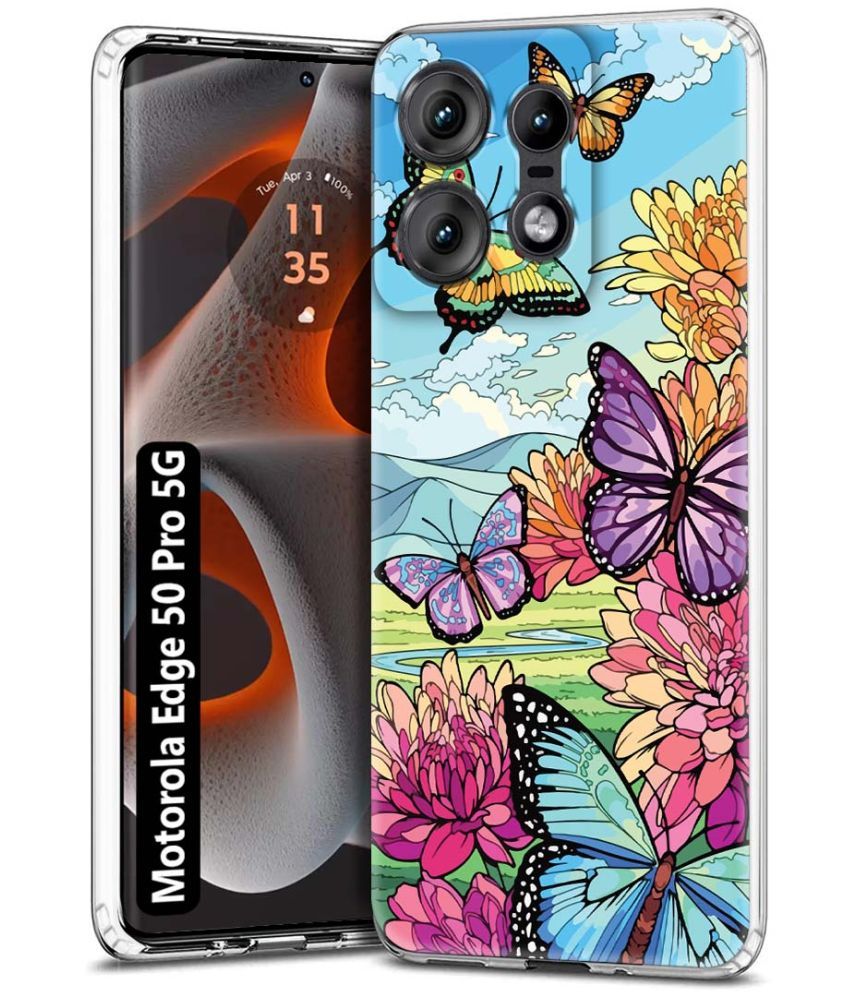     			Fashionury Multicolor Printed Back Cover Silicon Compatible For Motorola Edge 50 Pro 5G ( Pack of 1 )