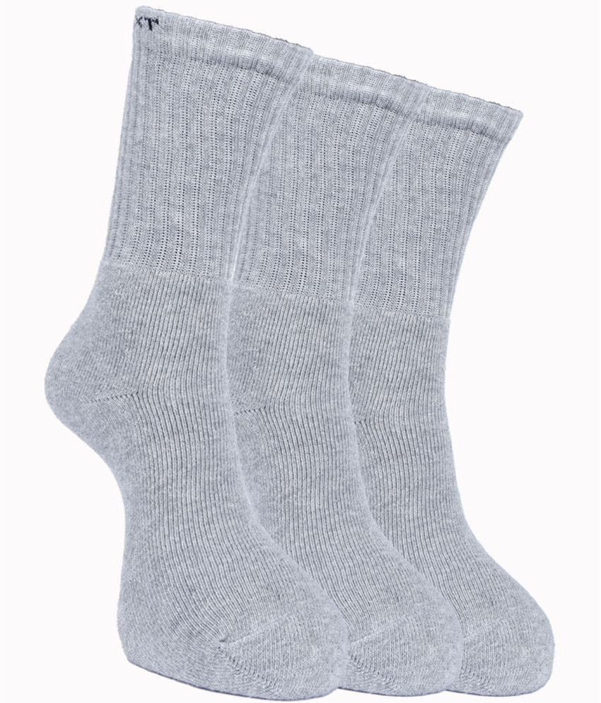     			Force NXT Cotton Blend Men's Solid Light Grey Mid Length Socks ( Pack of 3 )