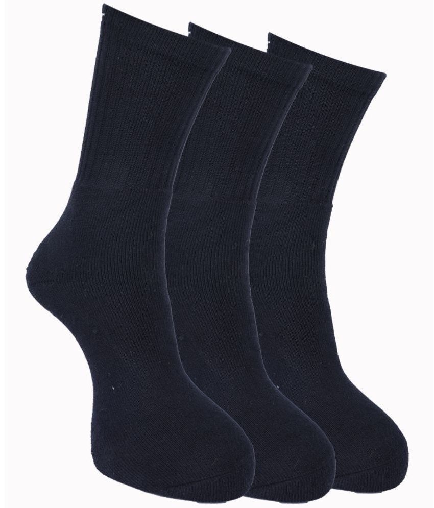     			Force NXT Cotton Blend Men's Solid Black Mid Length Socks ( Pack of 3 )