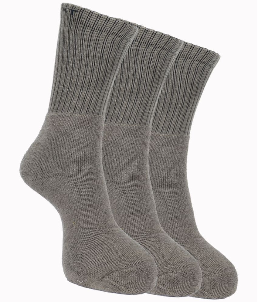     			Force NXT Cotton Blend Men's Solid Light Grey Mid Length Socks ( Pack of 3 )