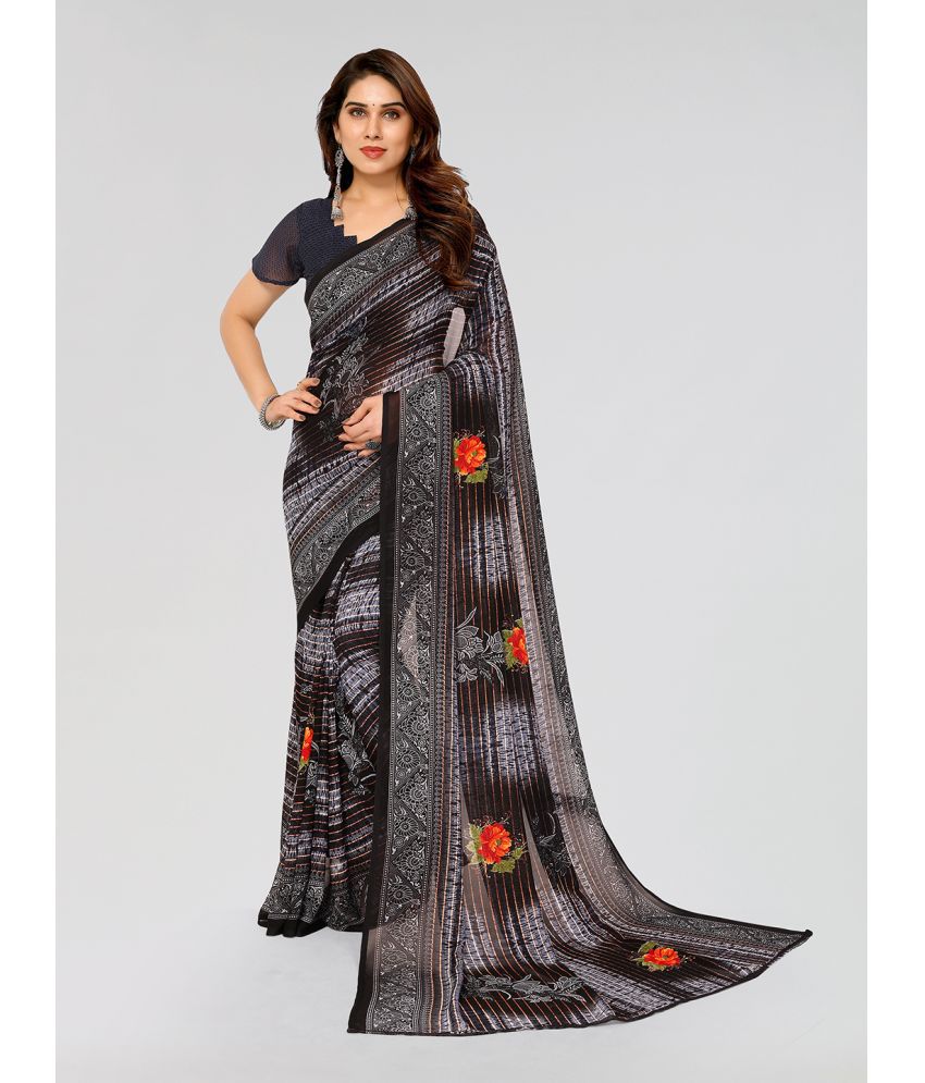     			Kashvi Sarees Georgette Printed Saree With Blouse Piece - Grey ( Pack of 1 )