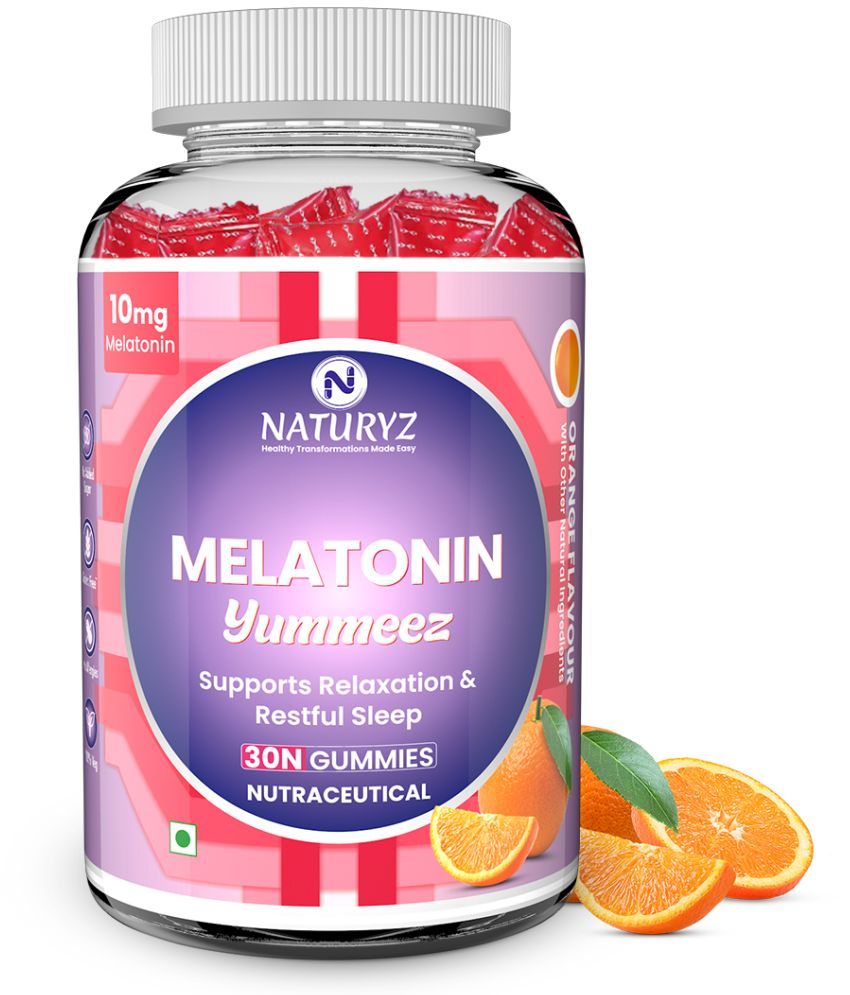     			NATURYZ Melatonin 10mg With Chamomile, L Theanine, L-Threonine For Better Sleep - 30 gummies(Orange)