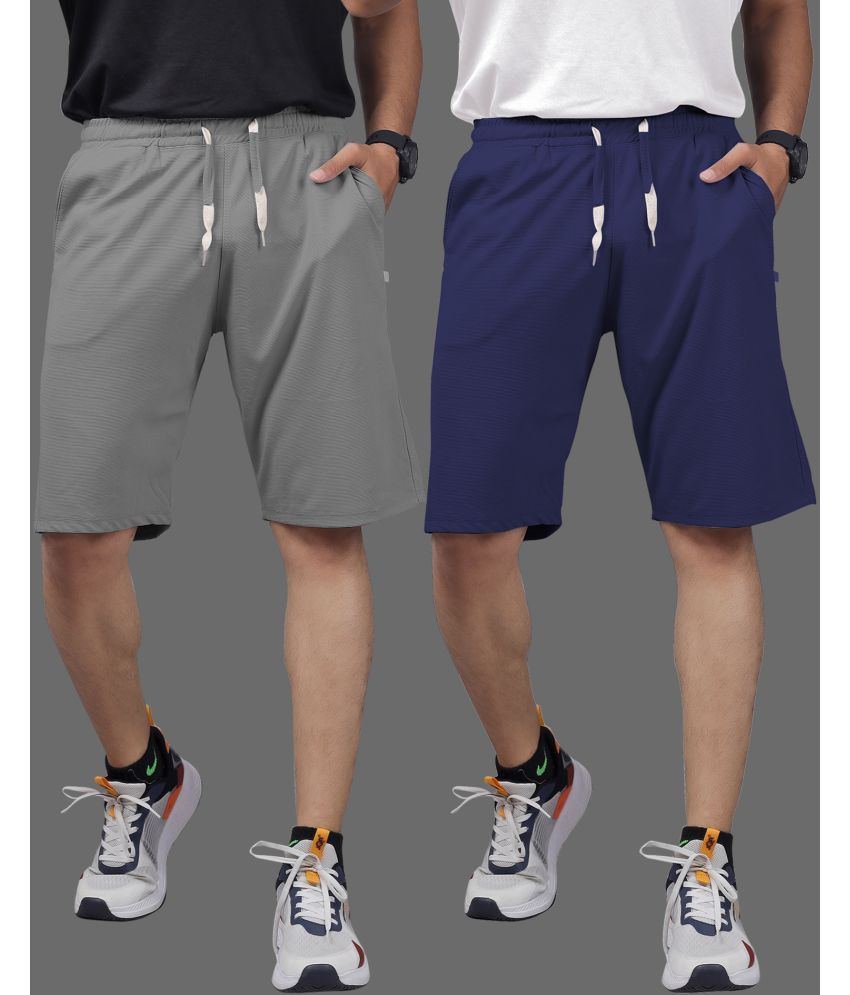     			Septem Blue Cotton Blend Men's Shorts ( Pack of 2 )