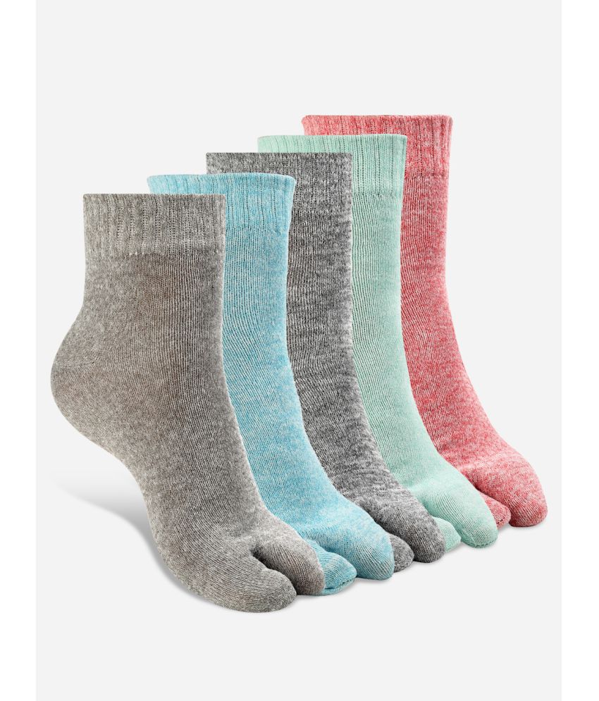     			Texlon Multicolor Cotton Women's Ankle Length Socks ( Pack of 5 )