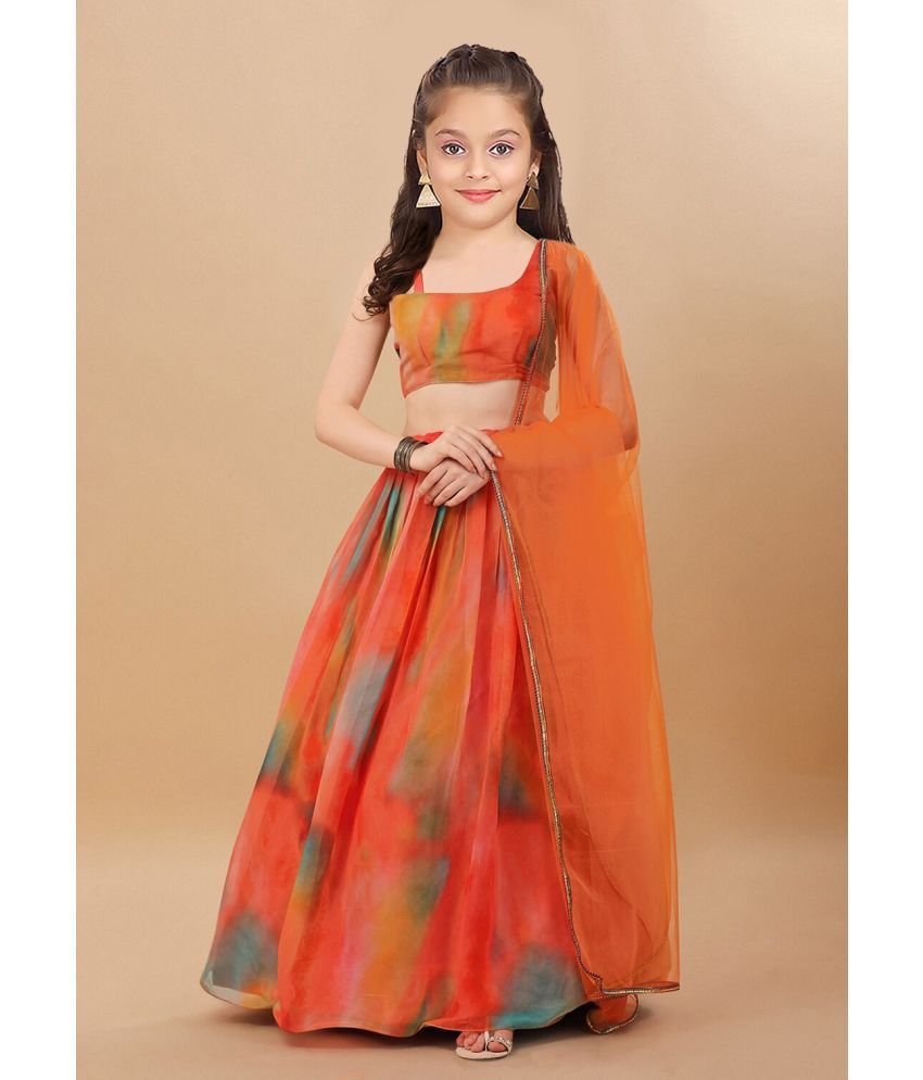     			Trijal Fab Georgette Lehenga Choli Set For Girls ( Pack of 1 , Orange )