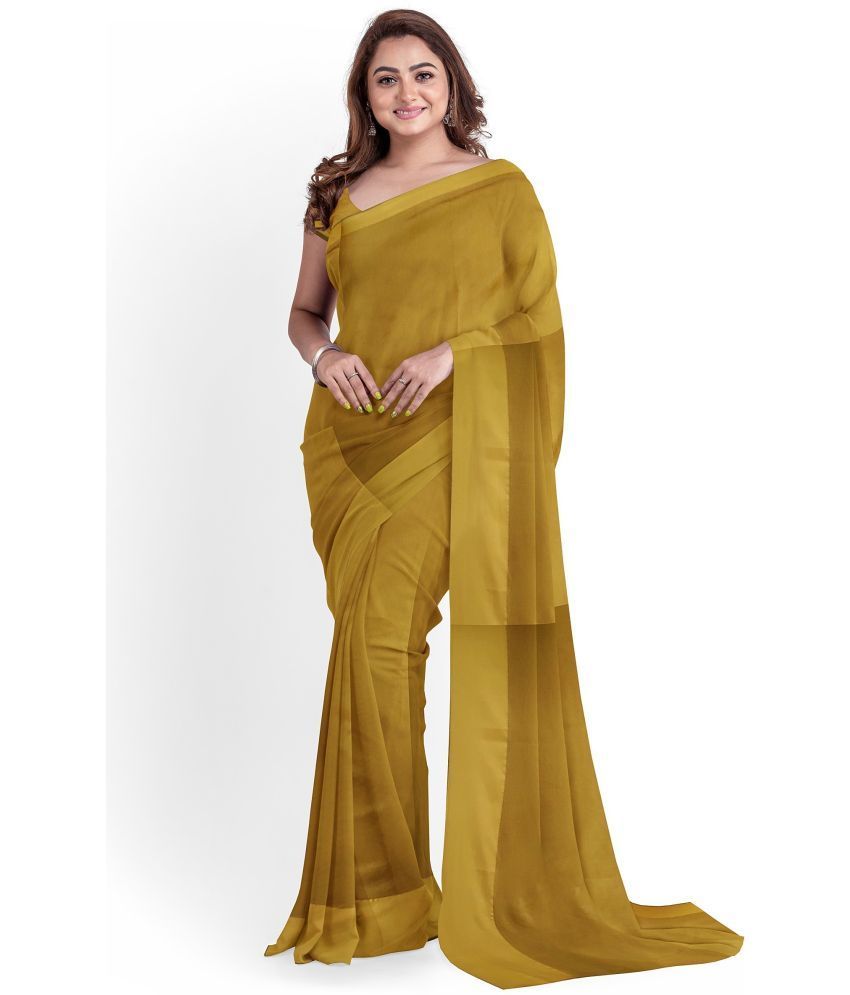     			Vkaran Cotton Silk Embellished Saree With Blouse Piece - Gold ( Pack of 1 )