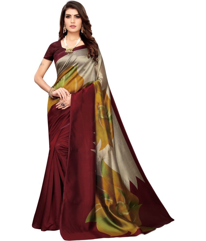     			Vkaran Cotton Silk Woven Saree With Blouse Piece - Maroon ( Pack of 1 )