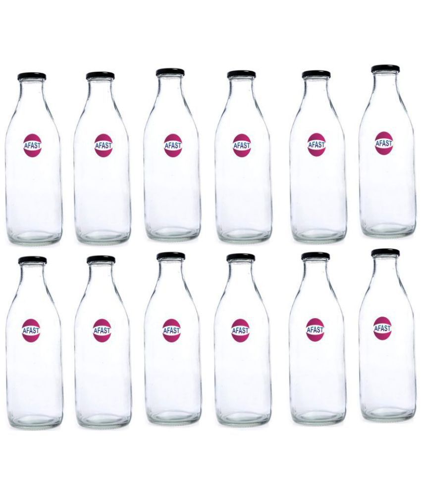     			AFAST 300MBottle-A12 White 300 mL Glass Water Bottle set of 12