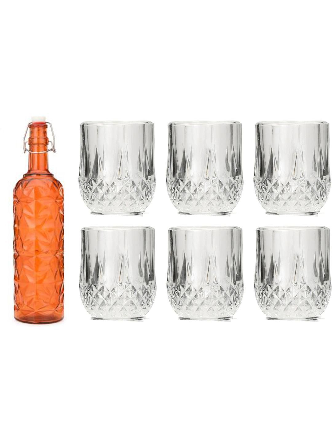     			AFAST Bottle Glass Set Orange Glass Water Bottle 100 mL ( Set of 7 )