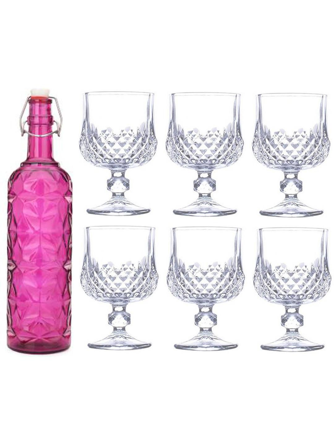     			AFAST Bottle Glass Set Pink Glass Water Bottle 150 mL ( Set of 7 )