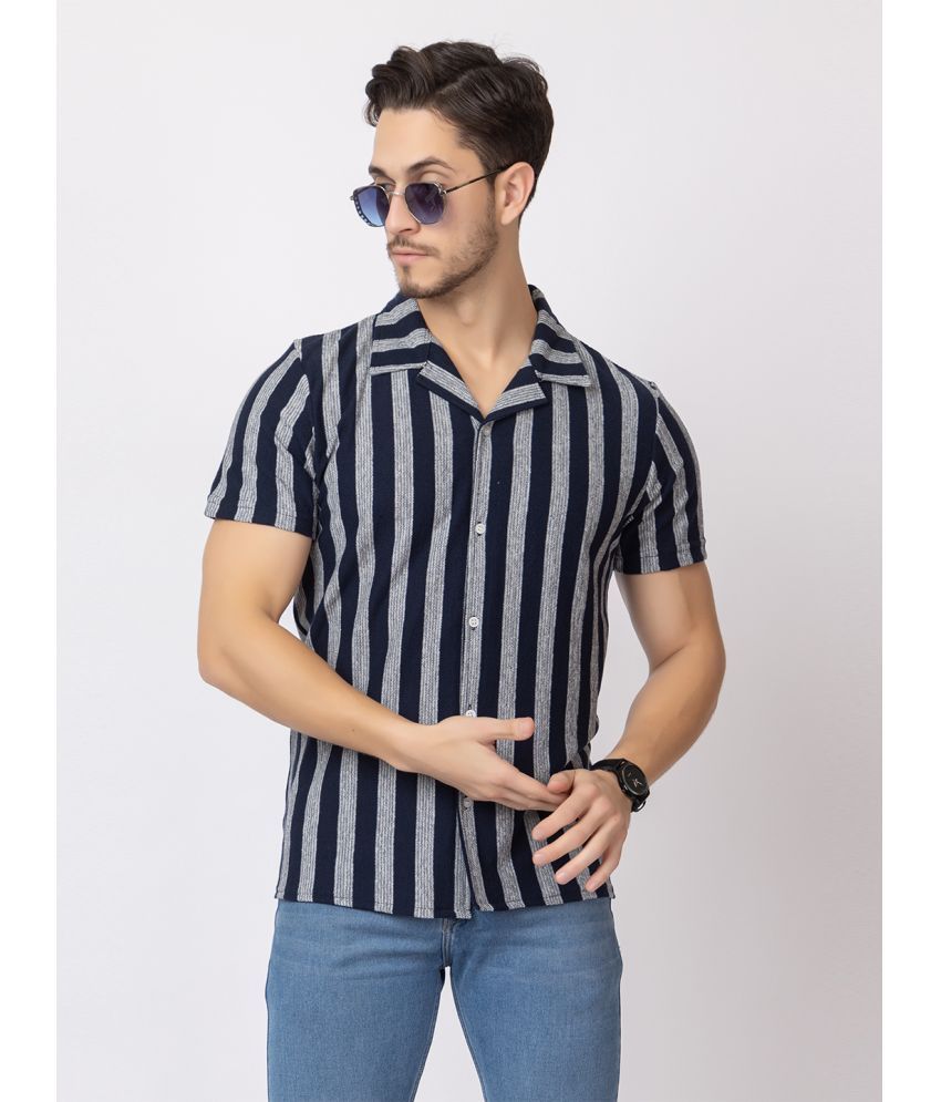     			ARIIX Cotton Blend Regular Fit Striped Half Sleeves Men's Casual Shirt - Navy ( Pack of 1 )