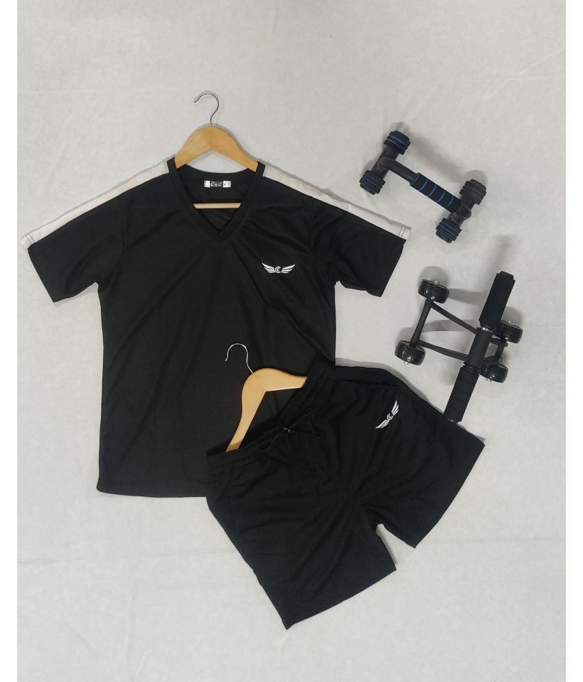     			Chrome & Coral Black Polyester Regular Fit Solid Men's Sports Tracksuit ( Pack of 2 )