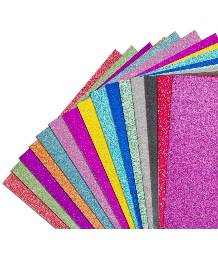     			ECLET A4 Glitter Foam Sheet Sparkles 2 mm Thick 10 Different Color, for Art & Craft