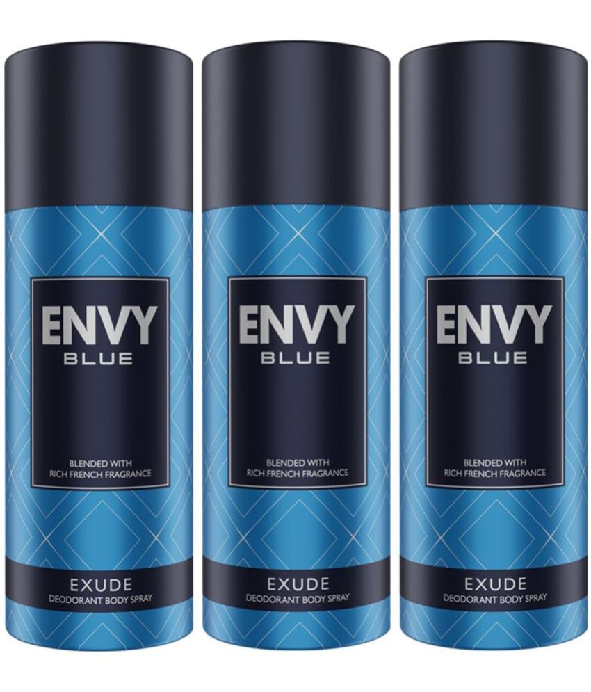     			Envy Blue Exude Deodorant Spray for Men 495 ml ( Pack of 3 )