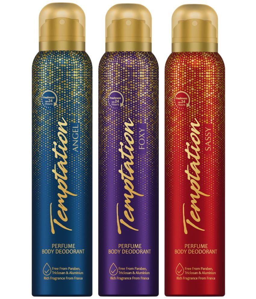     			Envy Temptation Angel, Foxy & Sassy  Deodorant Spray for Women 450 ml ( Pack of 3 )