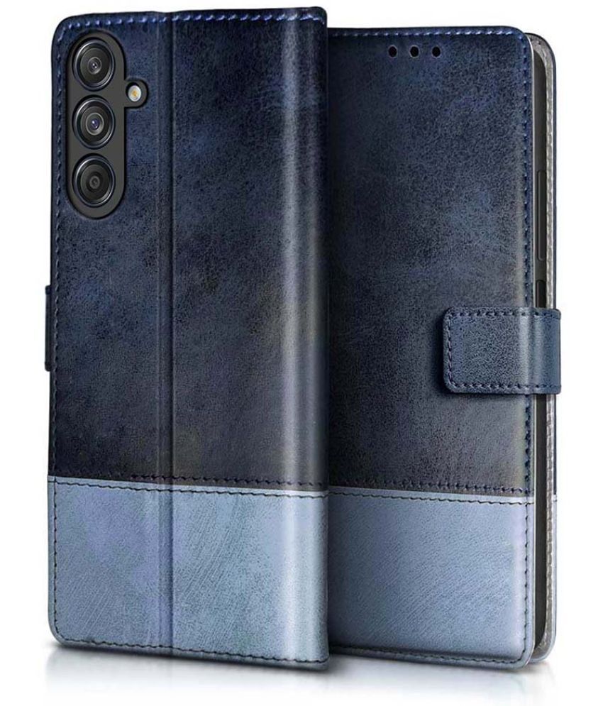     			Fashionury Blue Flip Cover Leather Compatible For Samsung Galaxy M55 5G ( Pack of 1 )