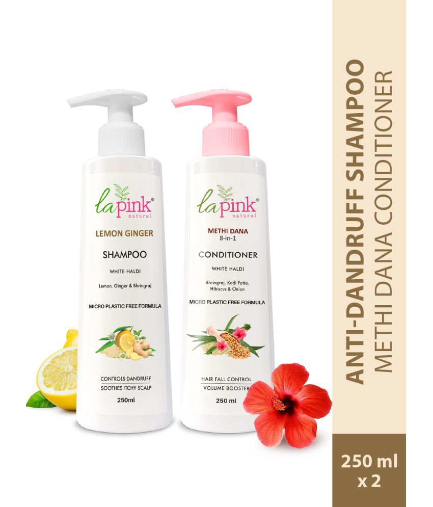     			La Pink Lemon Ginger Shampoo & Methi Dana Conditioner For Dandruff Free Hair Combo Pack of 2