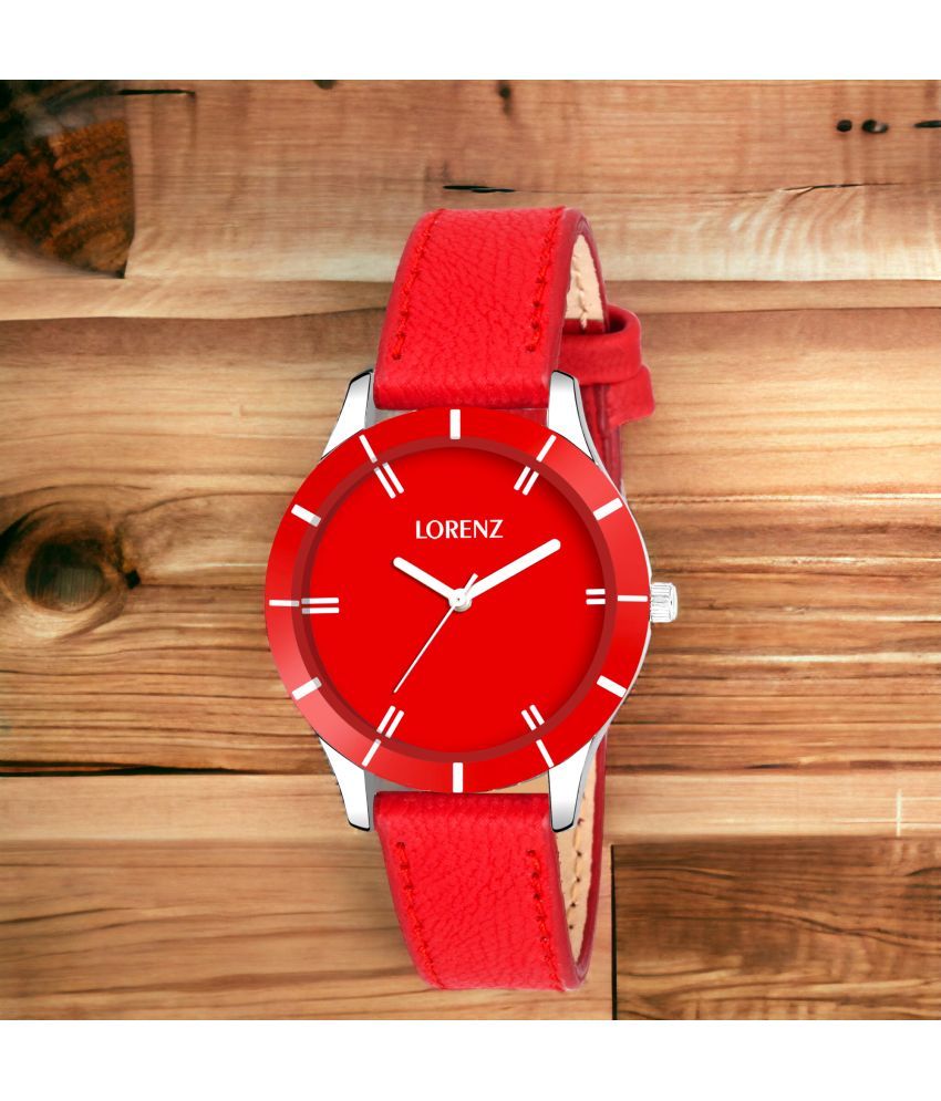     			Lorenz Red PU Analog Womens Watch