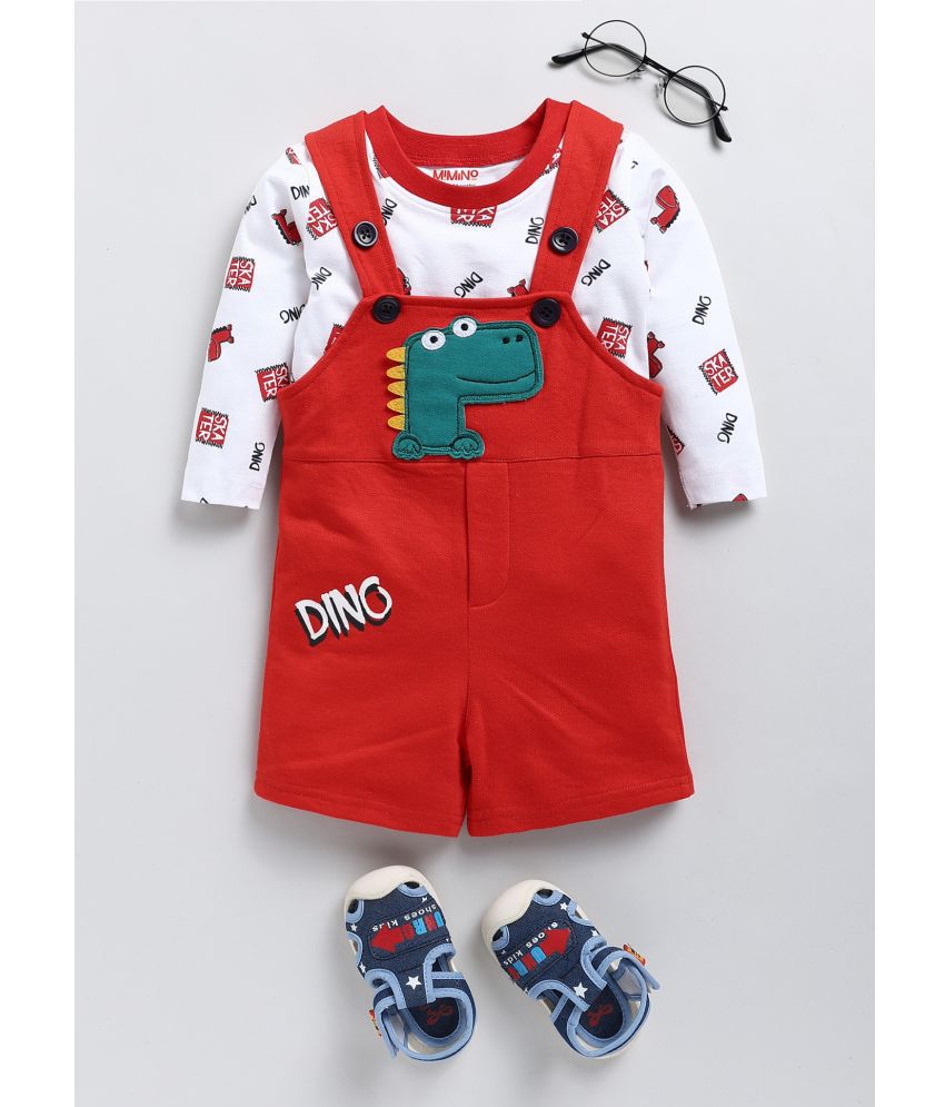     			MIMINO Red Cotton Baby Boy Jumpsuit ( Pack of 1 )