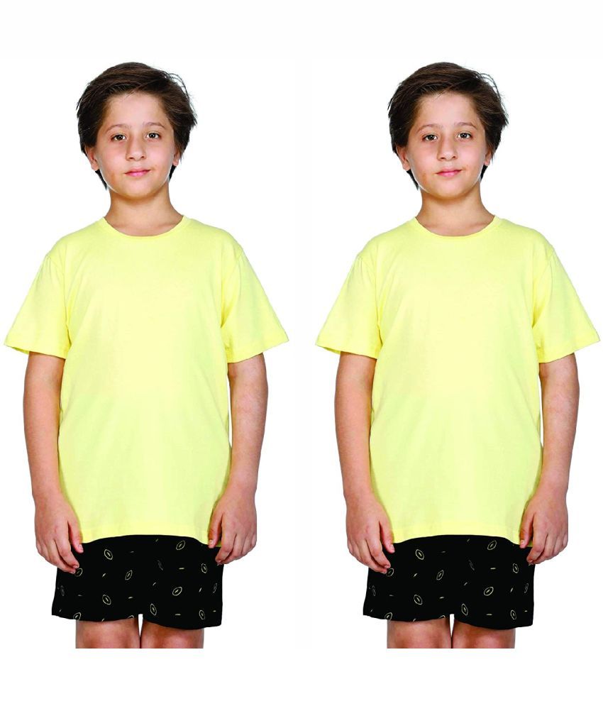     			Proteens Pack of 2 Boys Cotton Blend T-Shirt ( Lemon )