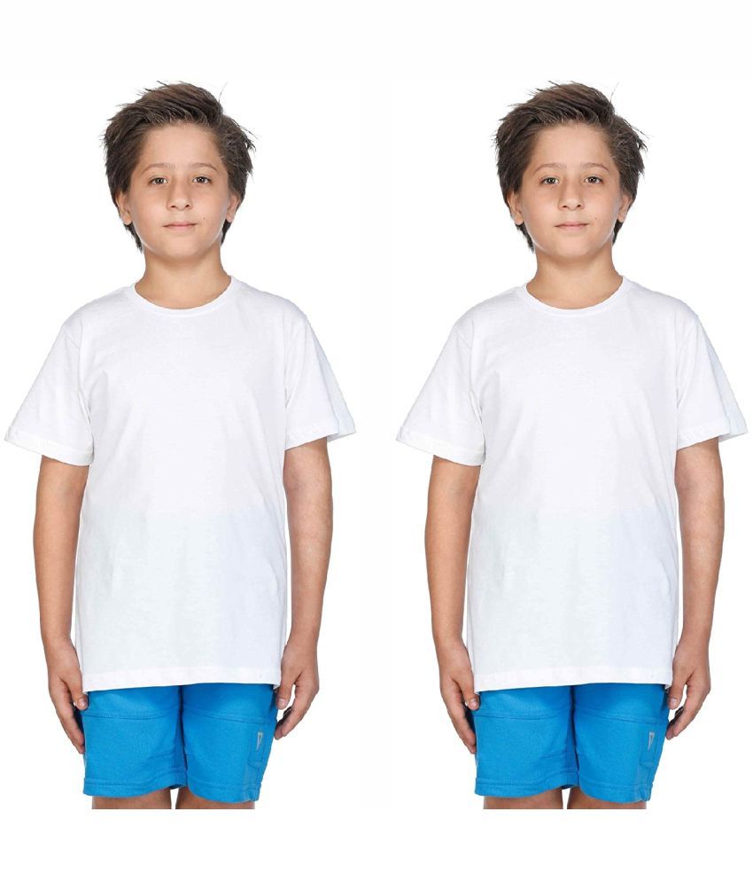     			Proteens White Cotton Blend Boy's T-Shirt ( Pack of 2 )