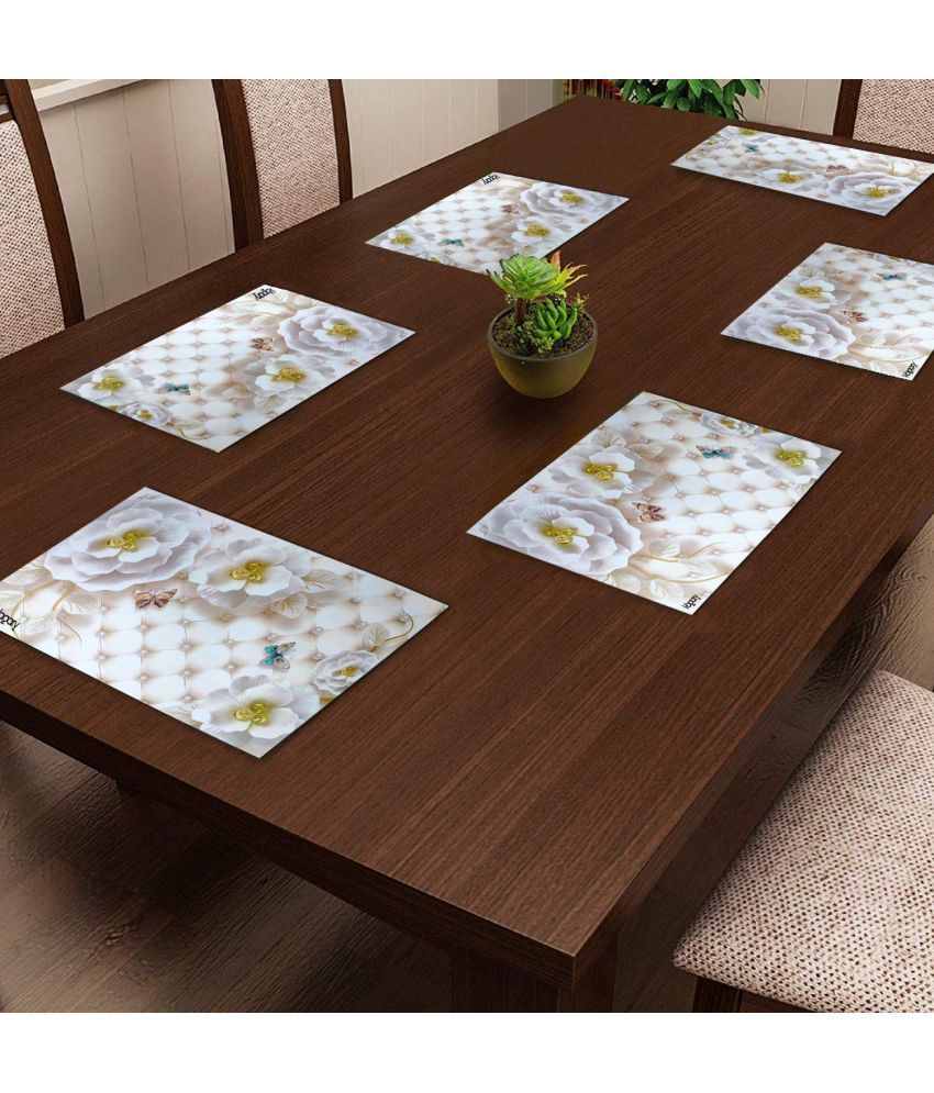     			Sanraksshan PVC Floral Rectangle Table Mats ( 40 cm x 32 cm ) Pack of 6 - Multi