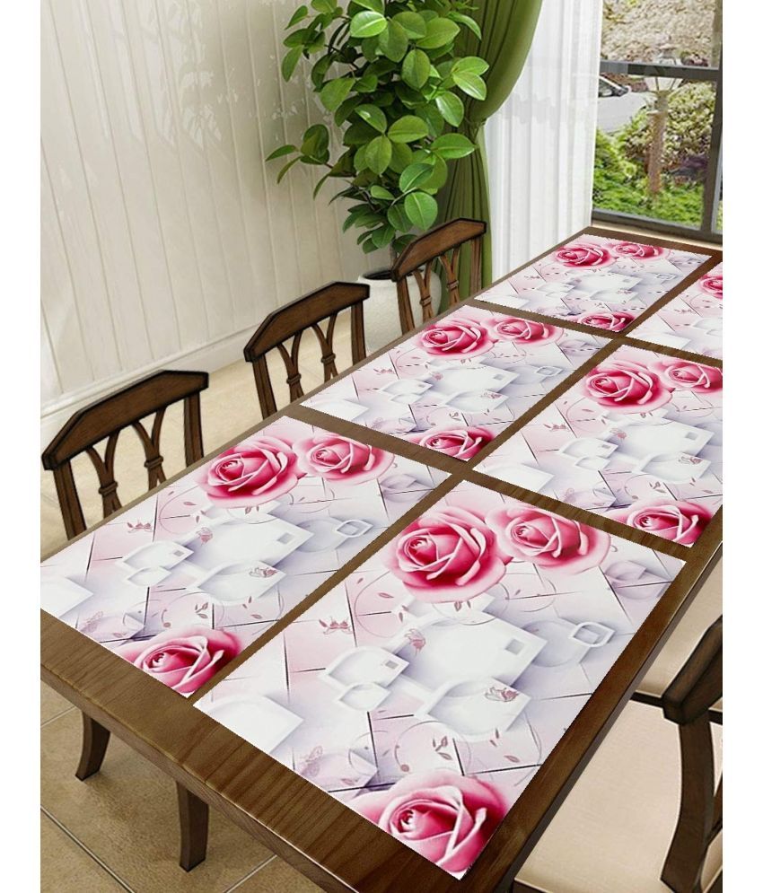     			Sanraksshan PVC Floral Rectangle Table Mats ( 40 cm x 32 cm ) Pack of 6 - Multi