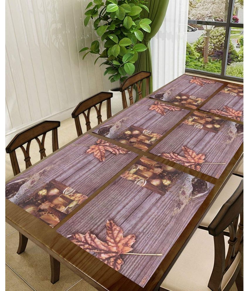     			Sanraksshan PVC Nature Rectangle Table Mats ( 40 cm x 32 cm ) Pack of 6 - Multi