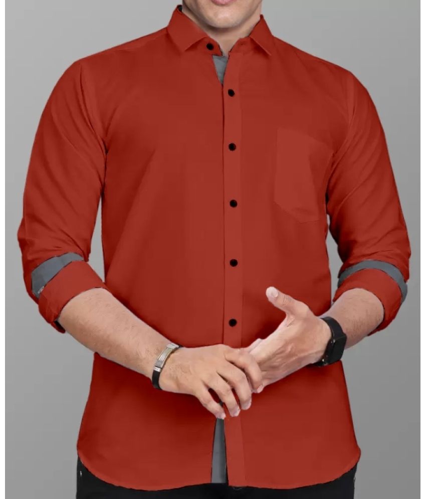     			Supersquad Cotton Blend Regular Fit Solids Full Sleeves Men's Casual Shirt - Orange ( Pack of 1 )